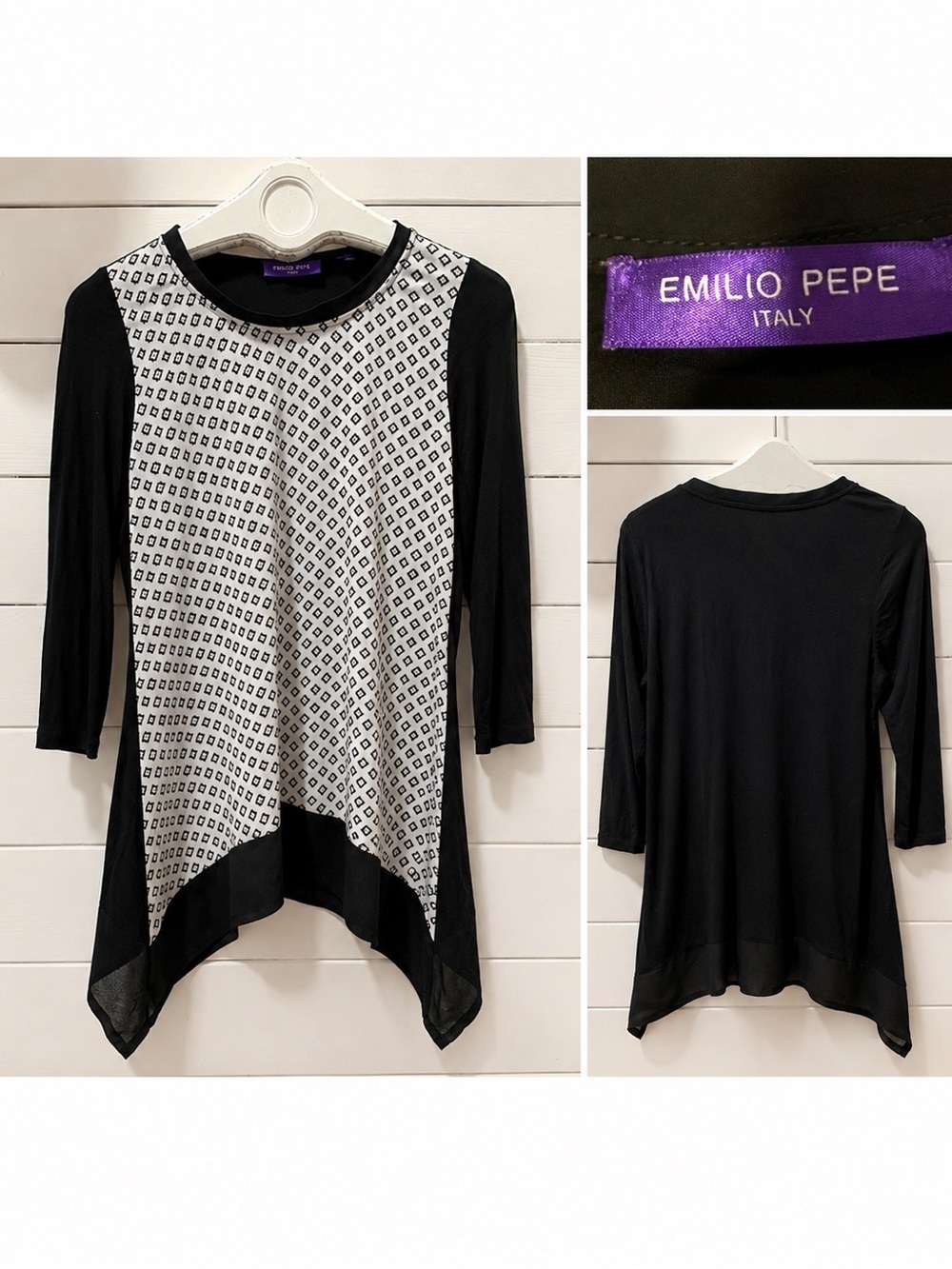 EMILIO PEPE Black & white tunic size L